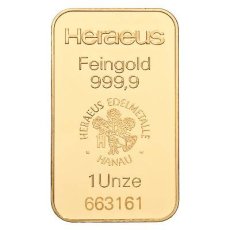 1 oz Heraeus Goldbarren geprägt