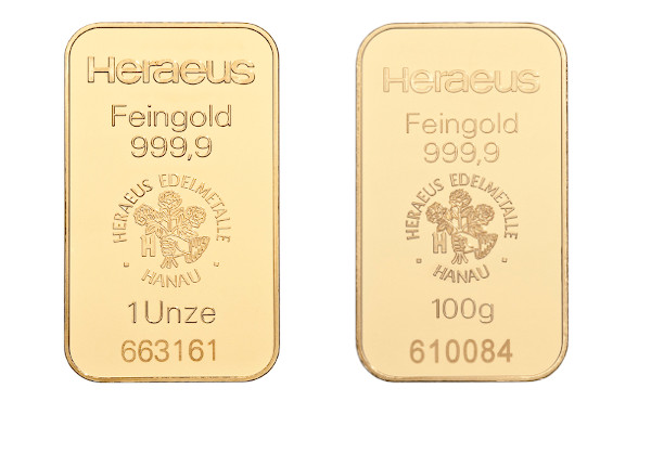 Geprägte Goldbarren - Heraeus